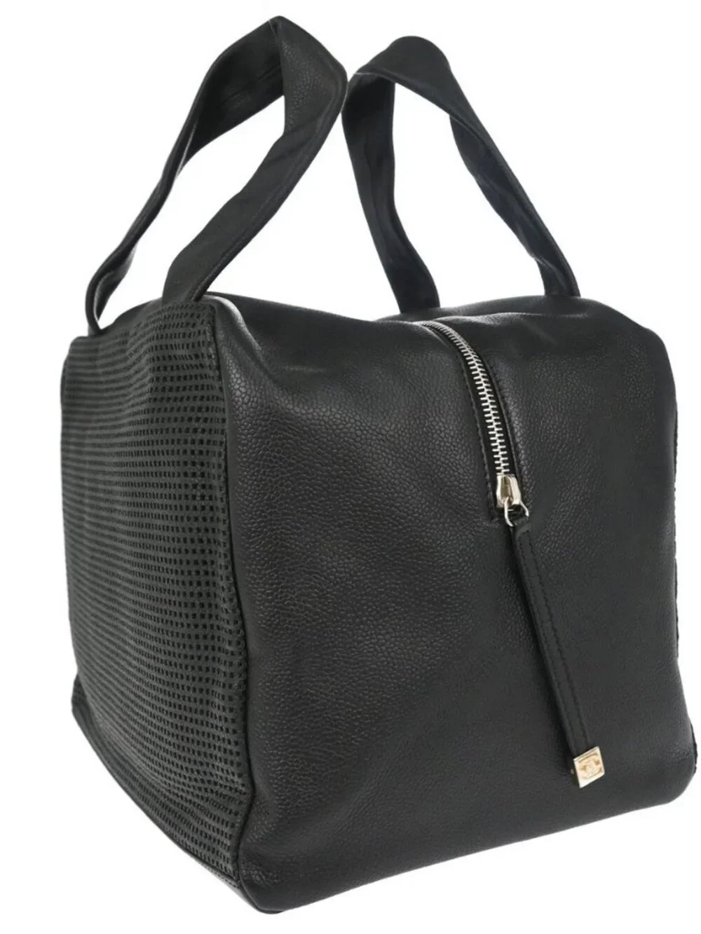 Chanel Black Perforated Calfskin CC Bowler Bag Handbag 168261